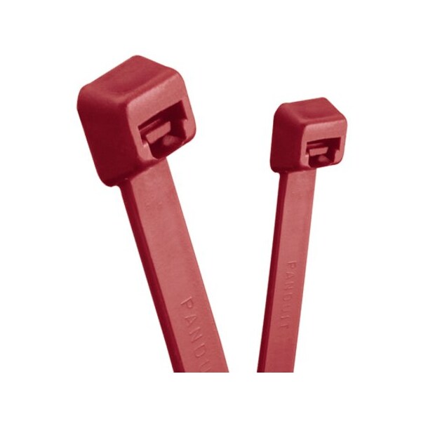 Cable Tie, 4 in L, 7/8 in Max Bundle Dia., Red, Fluoropolymer, 18 lb Strength, 1000 PK